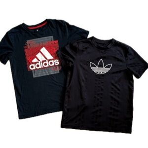 Adidas Kids Graphic Short Sleeve T-Shirt Bundle Boys Size M Black Crewneck Tee